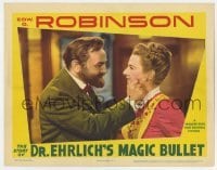5h329 DR. EHRLICH'S MAGIC BULLET LC R1940s close up of Edward G. Robinson & young wife Ruth Gordon!