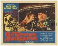 5h334 DR. TERROR'S HOUSE OF HORRORS LC #2 1965 Christopher Lee in car attacked by severed hand!