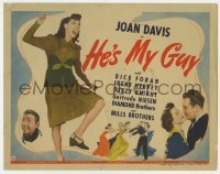 5h050 HE'S MY GUY TC 1943 wacky World War II working girl Joan Davis, Dick Foran, and cast!