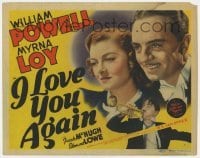 5h054 I LOVE YOU AGAIN TC 1940 wonderful close portrait of smiling William Powell & Myrna Loy!