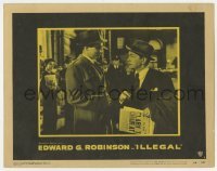 5h485 ILLEGAL LC #7 1955 close up of Robert Ellenstein & Edward G. Robinson holding newspaper!