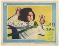 5h506 ISLAND OF TERROR LC #5 1967 c/u of scared Carole Gray attacked by monster tentacle!