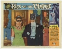 5h541 KISS OF THE VAMPIRE LC #3 1963 Hammer horror, cool image of couple in party masks!