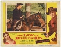 5h564 LAW VS. BILLY THE KID LC 1954 great image of outlaw Scott Brady on horse by wanted poster!