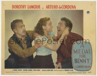 5h616 MEDAL FOR BENNY LC #1 1945 sexy Dorothy Lamour grabbing Arturo de Cordova by his ears!