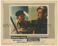 5h637 MOBY DICK LC #7 1956 directed by John Huston, close up of Gregory Peck & Leo Genn!