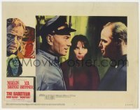 5h645 MORITURI LC #4 1965 c/u of Yul Brynner. Marlon Brando & Janet Margolin, The Saboteur!