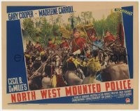 5h681 NORTH WEST MOUNTED POLICE LC 1940 Preston Foster & men surrounded by Native Americans!