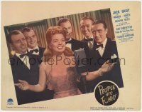 5h706 PEOPLE ARE FUNNY LC 1945 pretty Frances Langford singing into microphone with five guys!