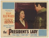 5h724 PRESIDENT'S LADY LC #5 1953 close up of adulteress Susan Hayward & Charlton Heston!