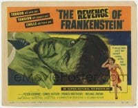 5h091 REVENGE OF FRANKENSTEIN TC 1958 great close up artwork of the monster being choked!