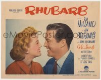5h744 RHUBARB LC #7 1951 best smiling portrait of sexy Jan Sterling & Ray Milland!