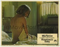 5h763 ROSEMARY'S BABY LC #8 1968 Mia Farrow naked in bed showing her wounds, Roman Polanski classic