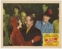 5h765 ROYAL WEDDING LC #4 1951 crowd watches Fred Astaire congratulating Sarah Churchill!
