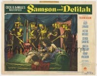5h779 SAMSON & DELILAH LC #2 1949 Hedy Lamarr & Victor Mature with guards, Cecil B. DeMille