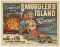 5h099 SMUGGLER'S ISLAND TC 1951 art of Jeff Chandler & sexy Keyes, Pirate Port of the China Seas!