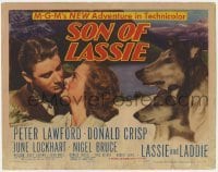 5h102 SON OF LASSIE TC 1945 Peter Lawford, June Lockhart, canine star Lassie & her puppy!