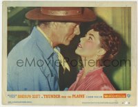 5h908 THUNDER OVER THE PLAINS LC #5 1953 romantic close up of Randolph Scott & Phyllis Kirk!