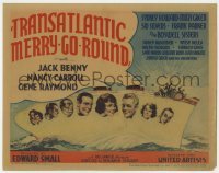 5h120 TRANSATLANTIC MERRY-GO-ROUND TC 1934 art of Jack Benny, Nancy Carroll & stars on ship, rare!