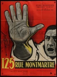 5j628 125 RUE MONTMARTRE French 1p 1959 cool close up art of detective Lino Ventura by Yves Thos!