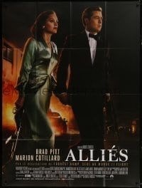 5j640 ALLIED French 1p 2016 Brad Pitt & pretty Marion Cotillard in formal clothing with guns!