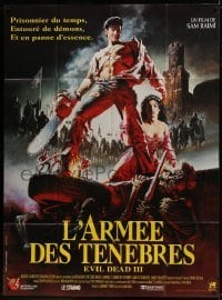 5j652 ARMY OF DARKNESS French 1p 1993 Sam Raimi, Hussar art of Bruce Campbell w/ chainsaw hand!