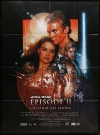 5j654 ATTACK OF THE CLONES French 1p 2002 Star Wars Episode II, great montage art by Drew Struzan!