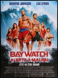 5j660 BAYWATCH French 1p 2017 lifeguards Dwayne Johnson, Zac Efron & co-stars, cast portrait!