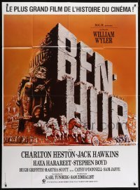 5j665 BEN-HUR French 1p R1980s Charlton Heston, William Wyler classic religious epic!