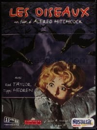 5j667 BIRDS French 1p R1999 Alfred Hitchcock, classic image of Tippi Hedren being attacked!