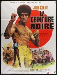 5j669 BLACK BELT JONES French 1p 1974 cool completely different art of Jim Dragon Kelly, kung fu!