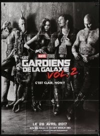5j767 GUARDIANS OF THE GALAXY VOL. 2 teaser French 1p 2017 great black & white cast portrait!
