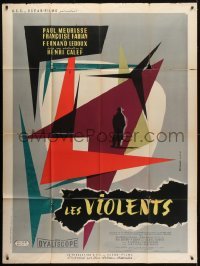 5j820 LES VIOLENTS French 1p 1957 cool geometric design artwork by Andre Bertrand!