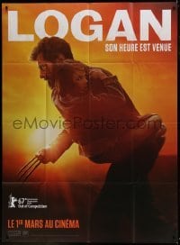 5j831 LOGAN teaser French 1p 2017 Jackman in the title role as Wolverine holding Dafne Keen!