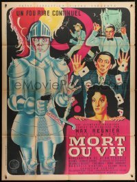 5j856 MORT OU VIF French 1p 1948 art of wacky guy in suit of armor with gun by Cazaux!