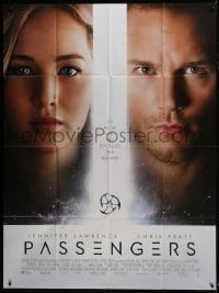 5j879 PASSENGERS French 1p 2016 super close up of Jennifer Lawrence and Chris Pratt, sci-fi!