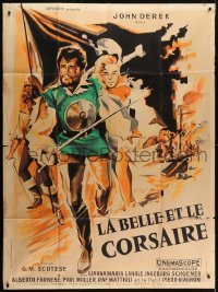 5j882 PIRATE OF THE HALF MOON French 1p 1959 Il Corsaro della Mezzaluna, art of John Derek!