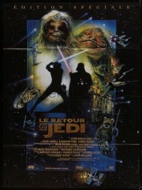 5j902 RETURN OF THE JEDI French 1p R1997 George Lucas classic, cool montage art by Drew Struzan!