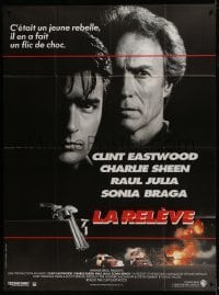 5j913 ROOKIE French 1p 1990 Clint Eastwood directs & stars with Charlie Sheen!