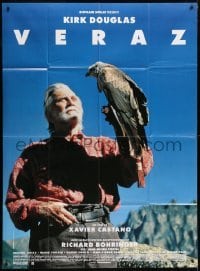 5j979 WELCOME TO VERAZ French 1p 1991 great image of bearded hermit Kirk Douglas holding falcon!