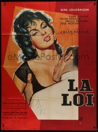 5j983 WHERE THE HOT WIND BLOWS style A French 1p 1959 Jules Dassin, Thos art of sexy Lollobrigida!