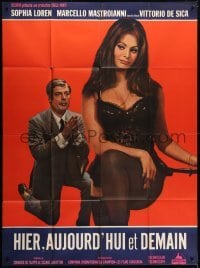 5j993 YESTERDAY, TODAY & TOMORROW French 1p 1964 sexy Sophia Loren, Marcello Mastroianni, De Sica
