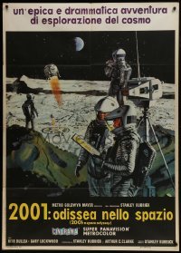 5j338 2001: A SPACE ODYSSEY Cinerama Italian 1p 1968 Kubrick, McCall art, astronauts on moon, rare!