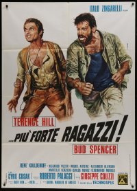 5j342 ALL THE WAY BOYS Italian 1p 1973 Casaro art of Terence Hill & Bud Spencer, the Trinity boys!