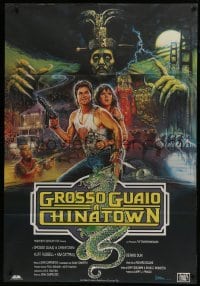 5j361 BIG TROUBLE IN LITTLE CHINA Italian 1p 1986 different Bysouth art of Kurt Russell & Cattrall!
