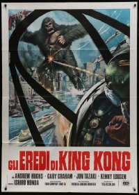 5j402 DESTROY ALL MONSTERS Italian 1p R1977 different art of King Kong seen from airplane cockpit!