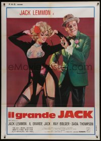 5j414 ENTERTAINER Italian 1p 1976 great art of vaudeville star Jack Lemmon with sexy blonde!