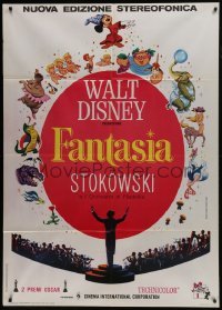 5j419 FANTASIA Italian 1p R1970s Disney cartoon classic, completely different art of Stokowski!