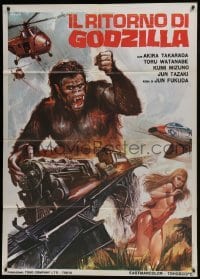 5j435 GODZILLA VS. THE SEA MONSTER Italian 1p R1977 completely different King Kong art by Crovato!