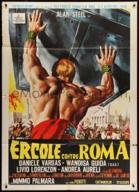 5j445 HERCULES AGAINST ROME Italian 1p 1964 Casaro art of strongman Sergio Ciani vs entire army!